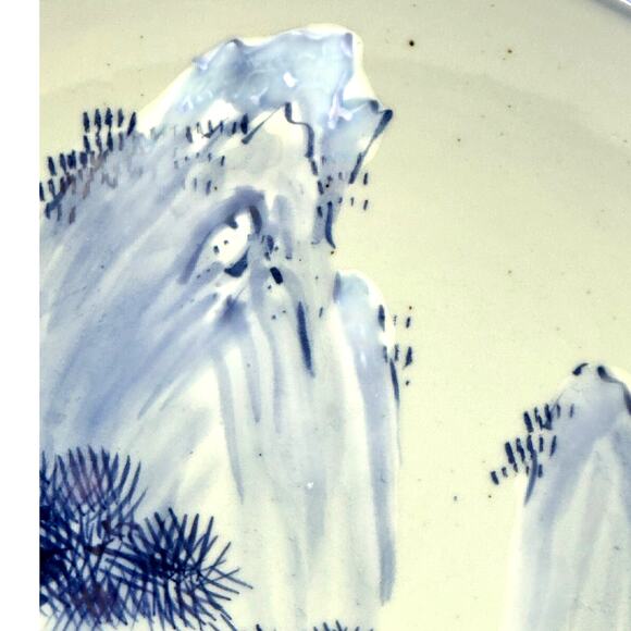 Antique Japanese Meiji Period 15" Charger Blue and White Landscape Arita Ware - Picture 6 of 8